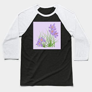 Crocus Flowers on Pale Lavender Baseball T-Shirt